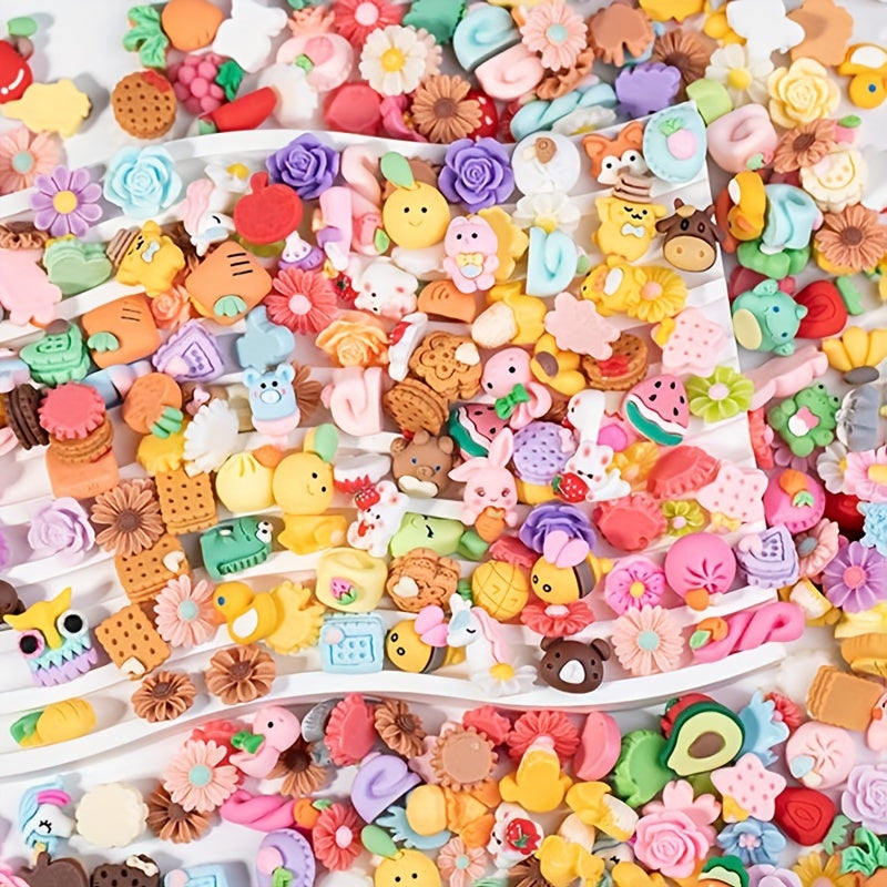 50pcs Resin Mix Cartoon Style Slime Charms DIY Jewelry Making Accessories