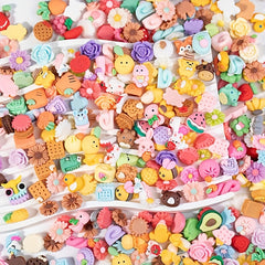 50pcs Resin Mix Cartoon Style Slime Charms DIY Jewelry Making Accessories