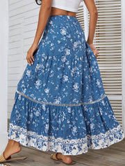 Bohemian Floral Print Skirt Vacation Casual Skirt for Summer & Spring
