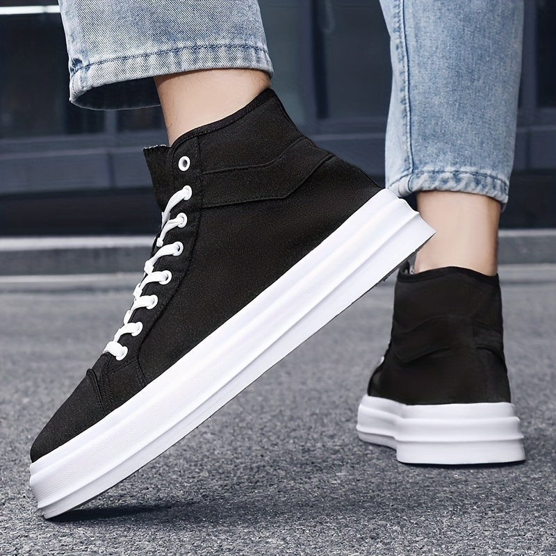 Men's Canvas High Top Lace Up Shoes Non Slip Casual Flats