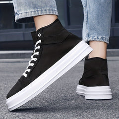 High Top Lace Up Canvas Shoes Non Slip Casual Flats