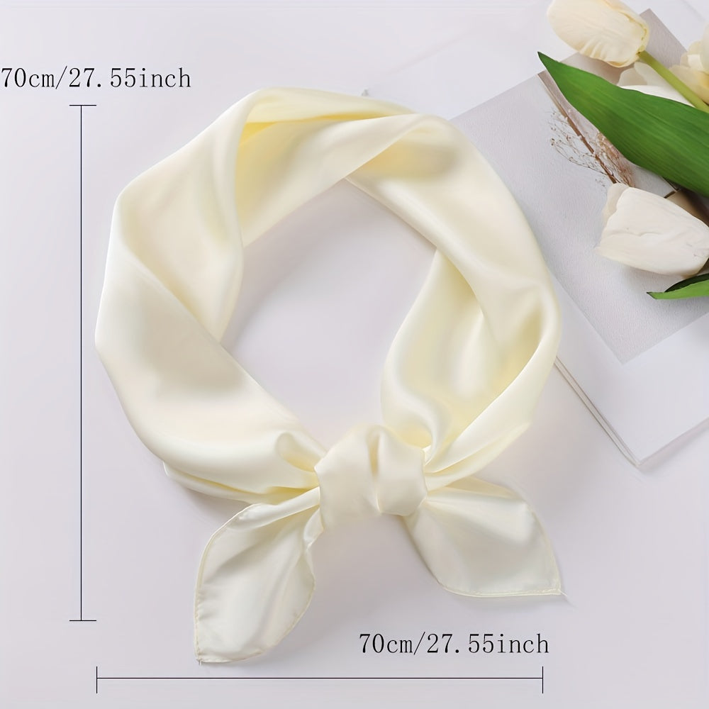 Solid Satin Square Scarf Classic Silk Scarf Bandana Women Head Scarf