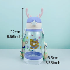Antlers Shaped Plastic Water Bottle - 600ml - Outdoor Sports Travel Fitness