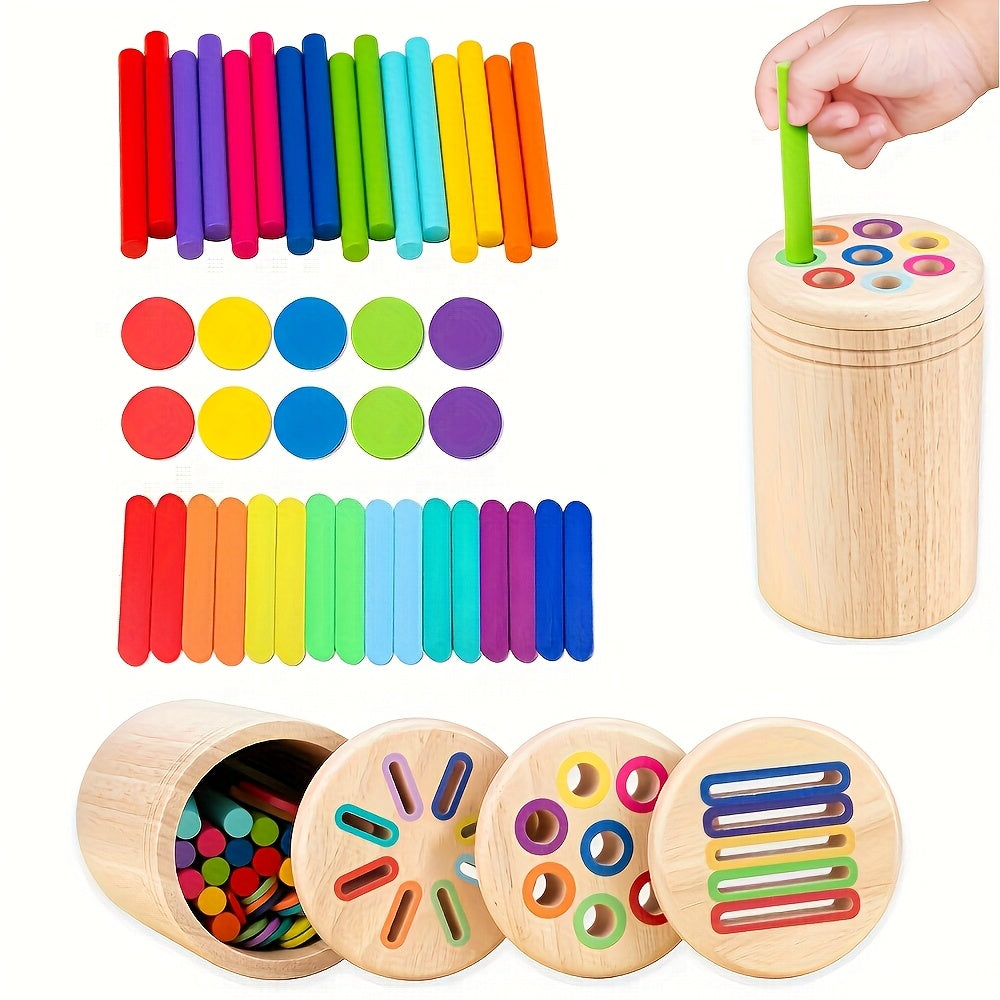 Wooden 3 in 1 Sorting Cup Sorting and Counting Game