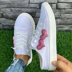 Love Heart Pattern Flat Shoes Casual Lightweight Comfortable Sport Run