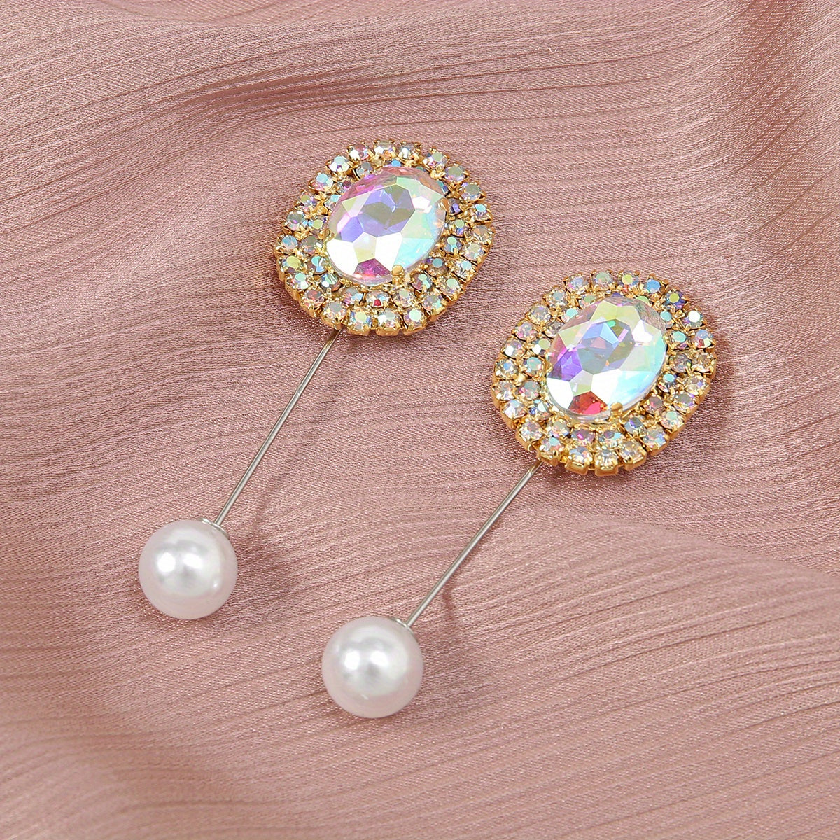 Faux Pearl Rhinestone Pin Brooches for Scarf & Shirt Dresses
