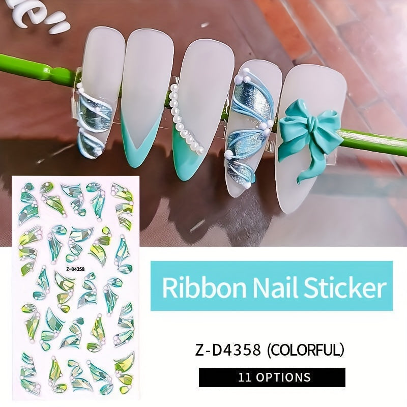 5D Relief Laser Streamer Nail Stickers DIY With Back Glue