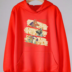 Egyptian Animal Graphic Hoodie Girls Hooded Sweatshirt Spring Fall Sports Gift