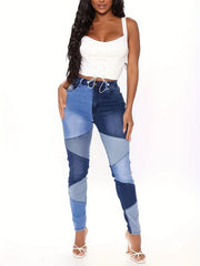 High Waist Patchwork Curvy Skinny Jeans