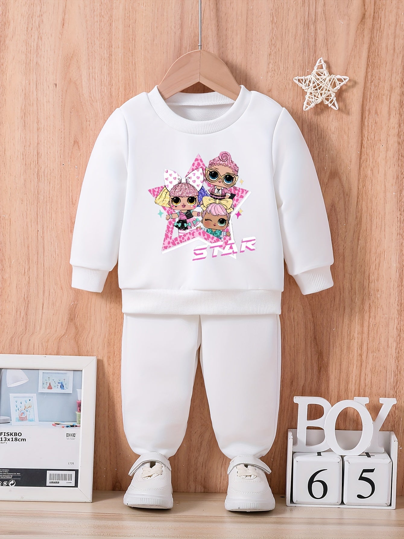 Baby Girls Cartoon Team Sweatshirt Pants Set