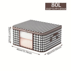 Houndstooth Wardrobe Quilt Organizer Double Zipper Clothes Storage Box