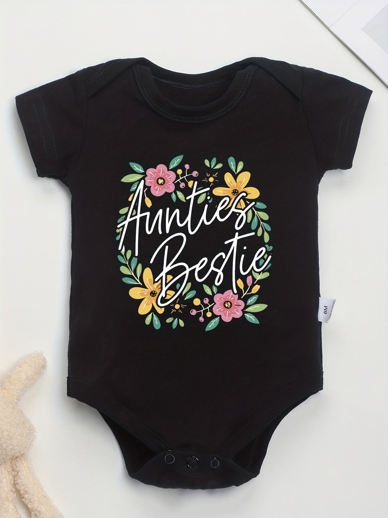 Floral Pattern Cotton Baby Onesie Soft Round Neck Romper