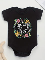 Floral Pattern Cotton Baby Onesie Soft Round Neck Romper