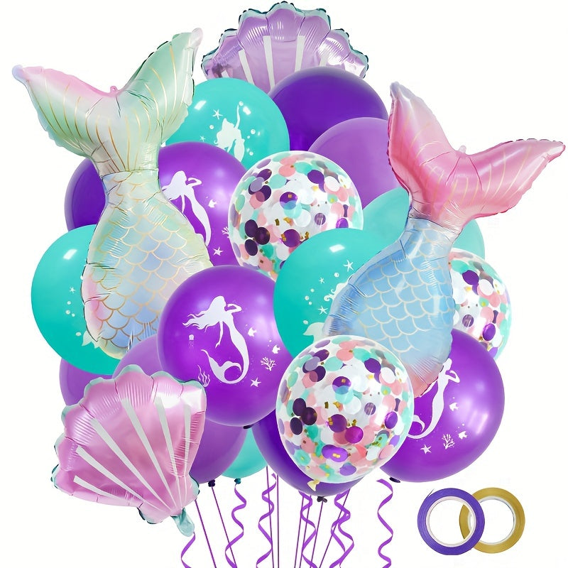 22pcs Mermaid Tail Balloon Theme Party Birthday Decorations