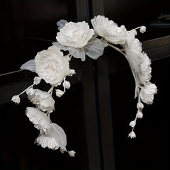 Bohemian Bridal Headband with Flowers Wedding Hair Accessory