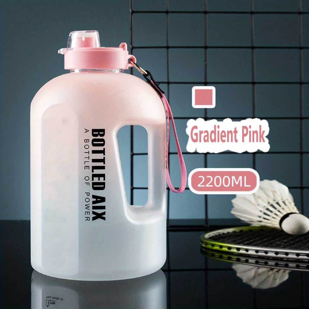 2200ML Large Capacity Water Bottle with Time Marker Gradient Design
