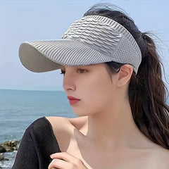 Pleated Knit Visor Hat for Women UV Protection Breathable Baseball Cap