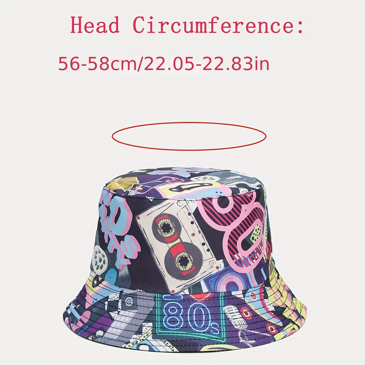 80s Printing Bucket Hat Double sided Sun Hat Unisex