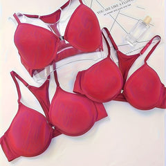 3pcs Front Buckle Push Up Bras Breathable T Shirt Bra Women's Lingerie
