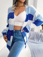 Colorblock Open Front Cardigan
