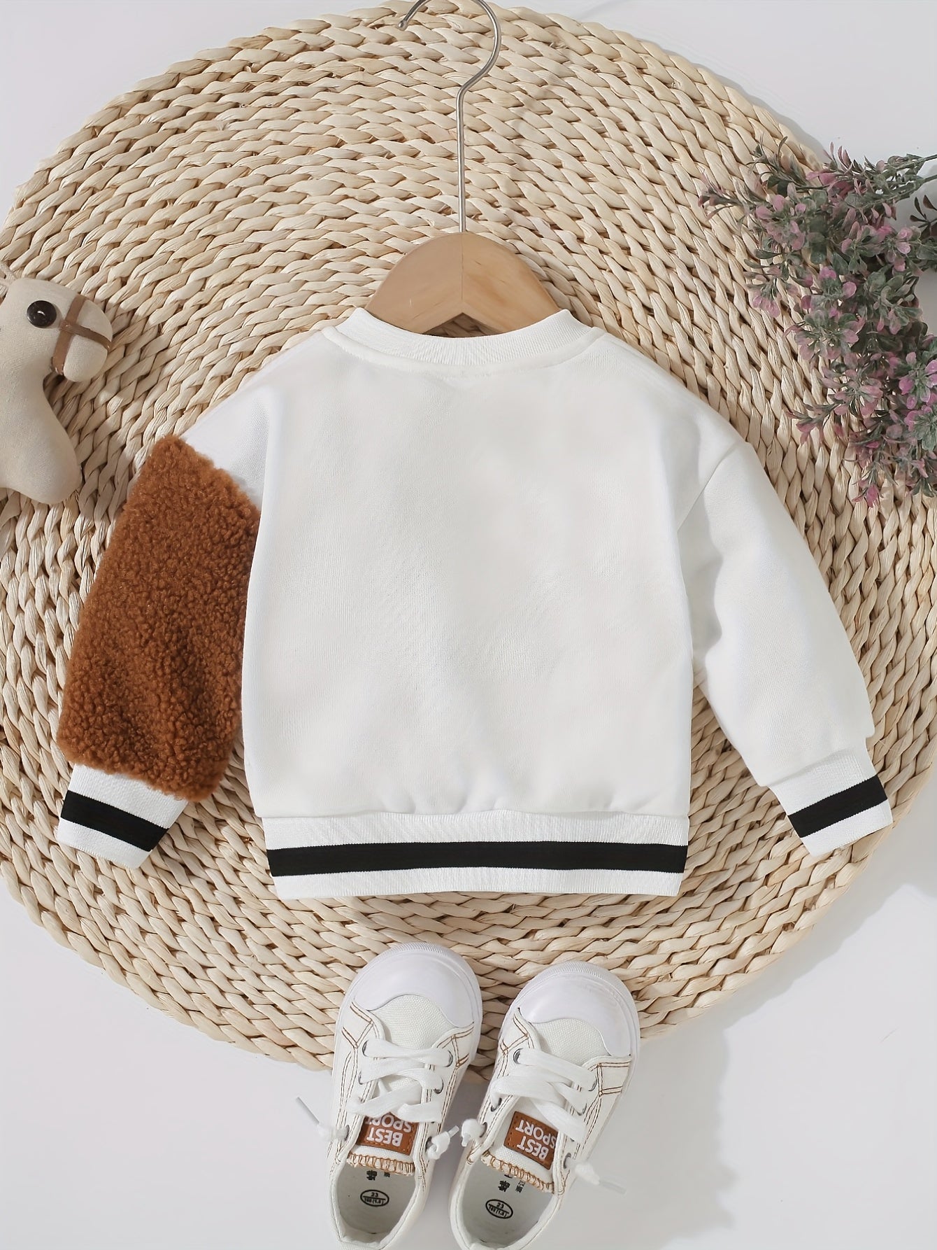 Baby Adorable Bear Embroidered Jacket Kids Single Breasted Long Sleeve Coat