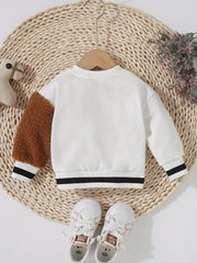 Baby Adorable Bear Embroidered Jacket Kids Single Breasted Long Sleeve Coat