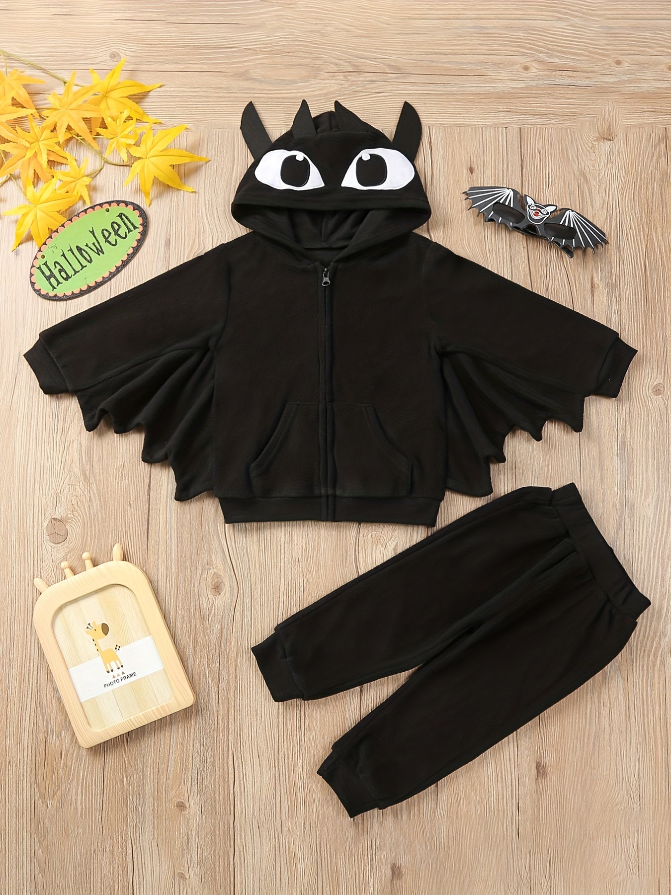 Toddler Boy's Halloween Style 2pcs Zip Up Hoodie & Sweatpants Set