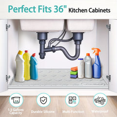 Waterproof Under Sink Mat 34 X 22 Silicone Drip Tray Liner for Kitchen Bathroom