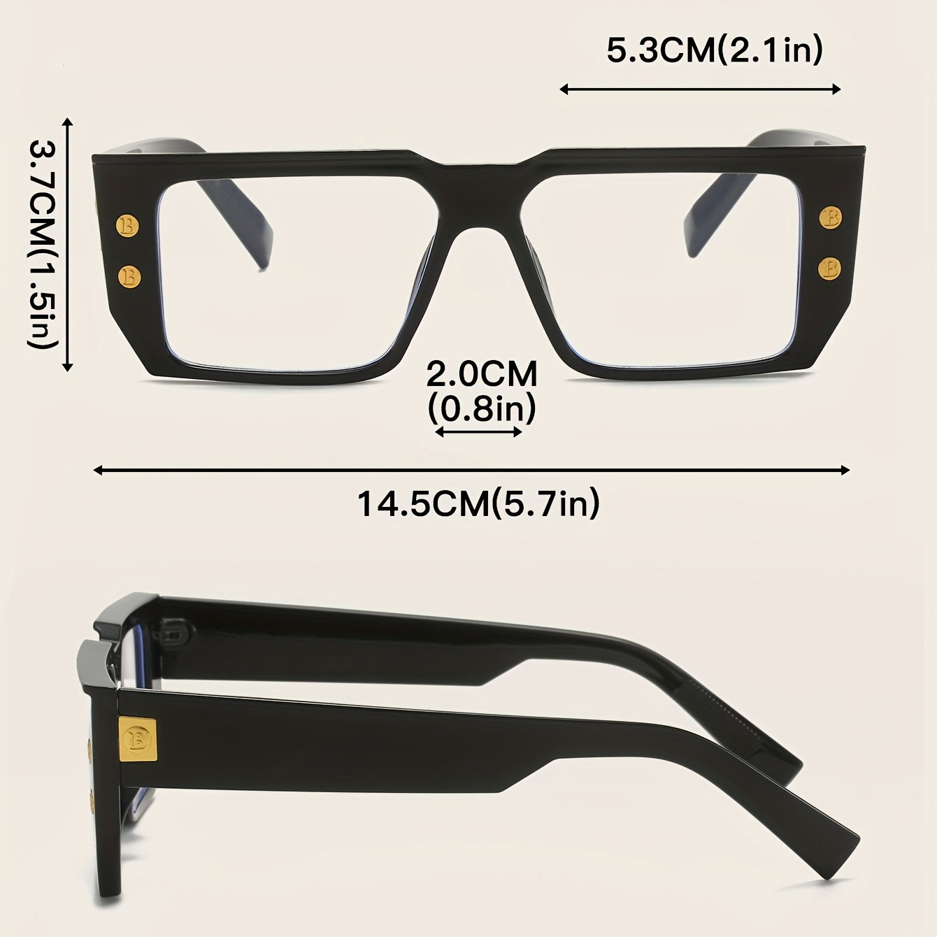 Square Anti Light Glasses Clear Lens for Women Men