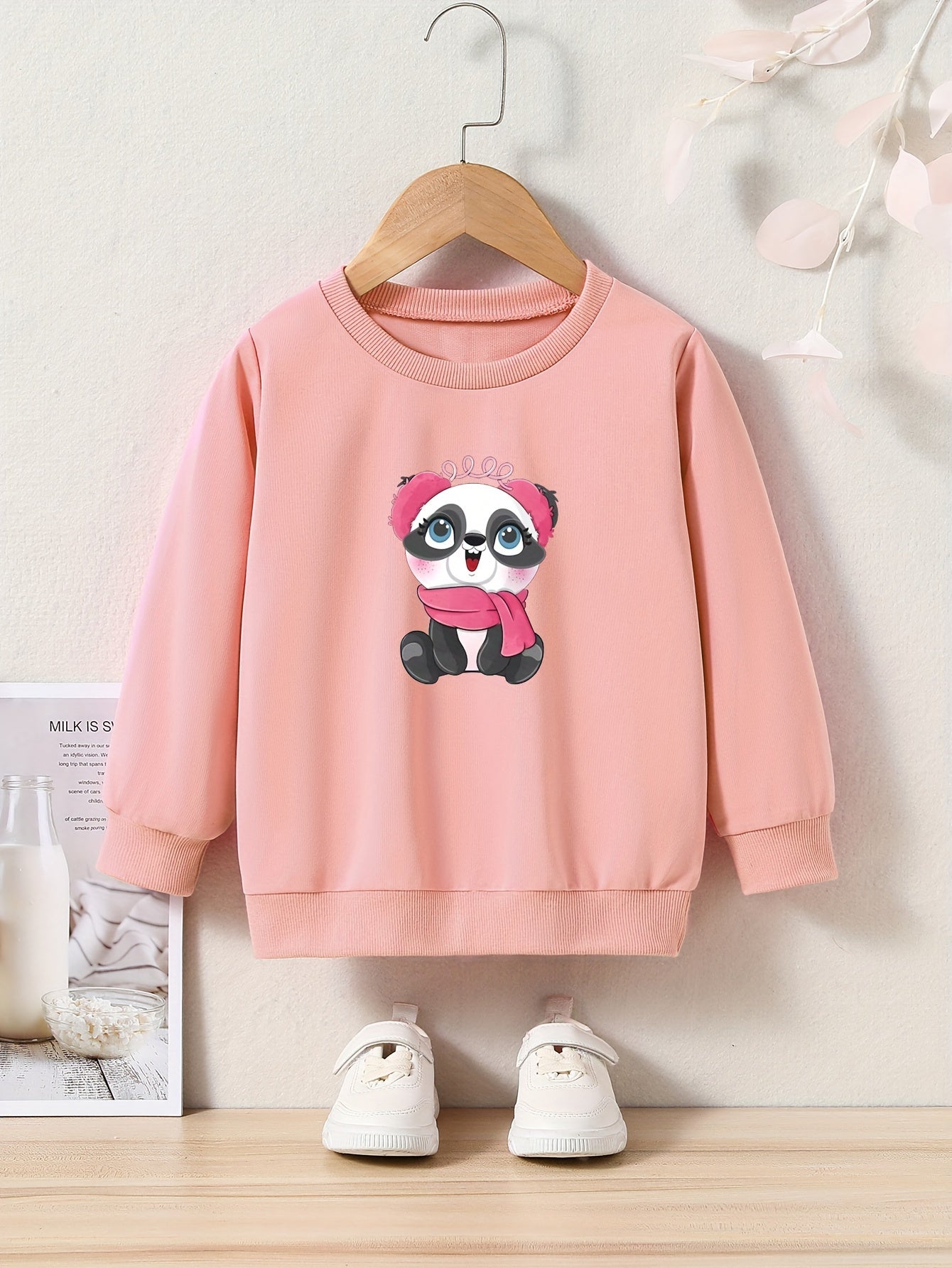 Sweet Panda Graphic Crew Neck Sweatshirt Kids Christmas Gift