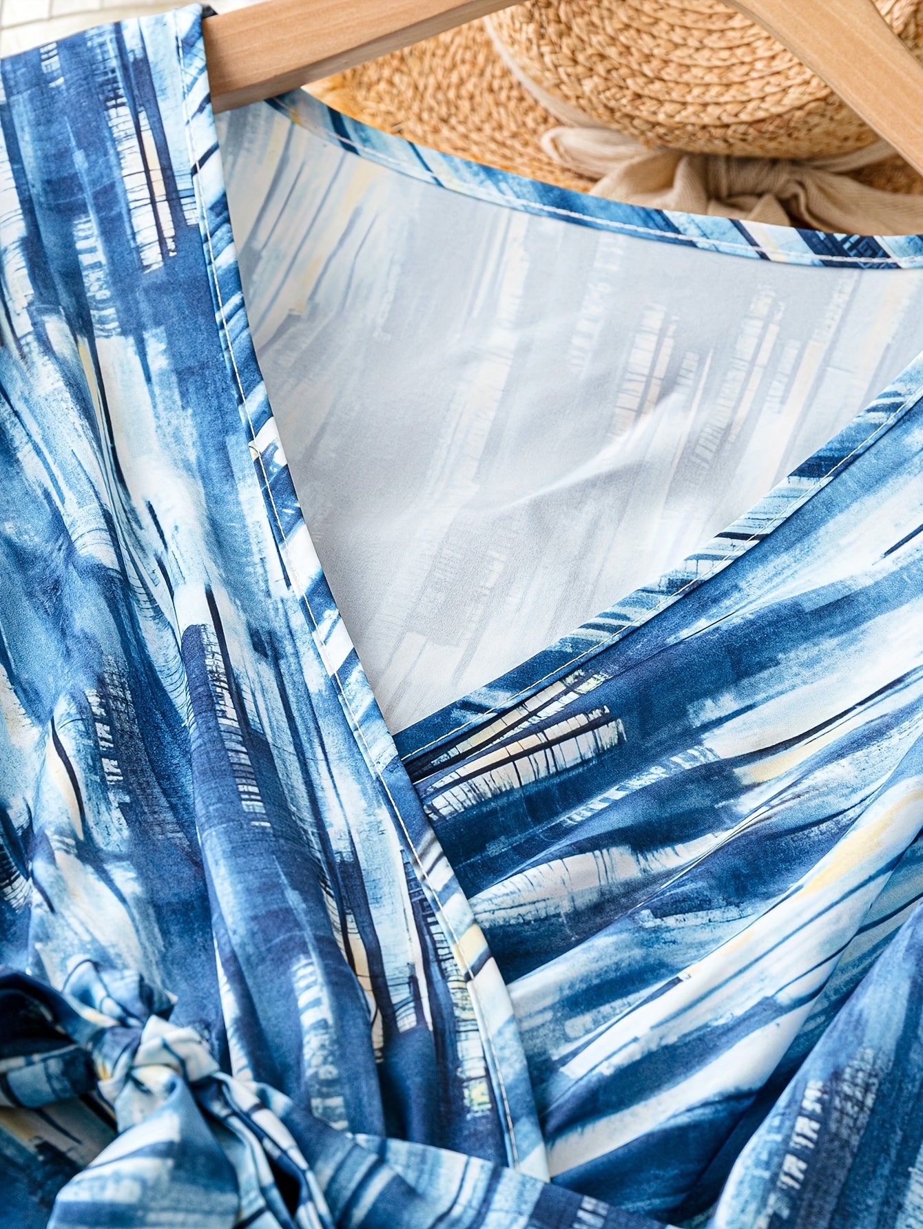 Plus Tie Dye Lantern Sleeve Smock Maxi Dress