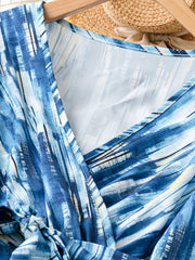 Plus Tie Dye Lantern Sleeve Smock Maxi Dress