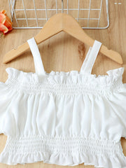 2pcs Toddler Girls Cold Shoulder Crop Tops & Pants Set