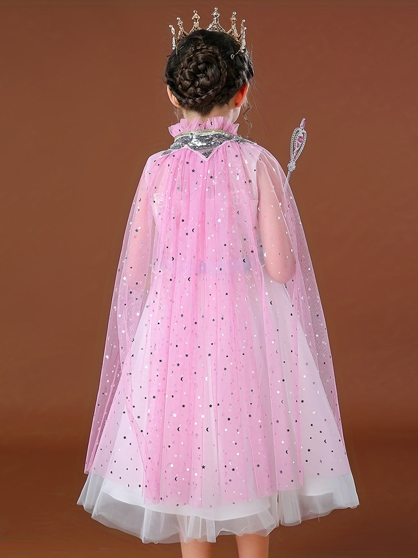 Girls Cartoon Sequin Princess Cloak Cape For Party Cosplay Dress Up