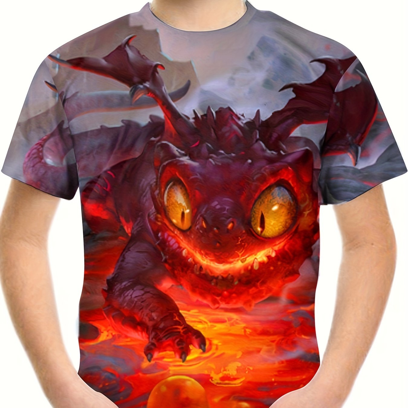 Fire Dragon 3D Print Kids T shirt Boys Summer Lightweight Comfy Round Neck