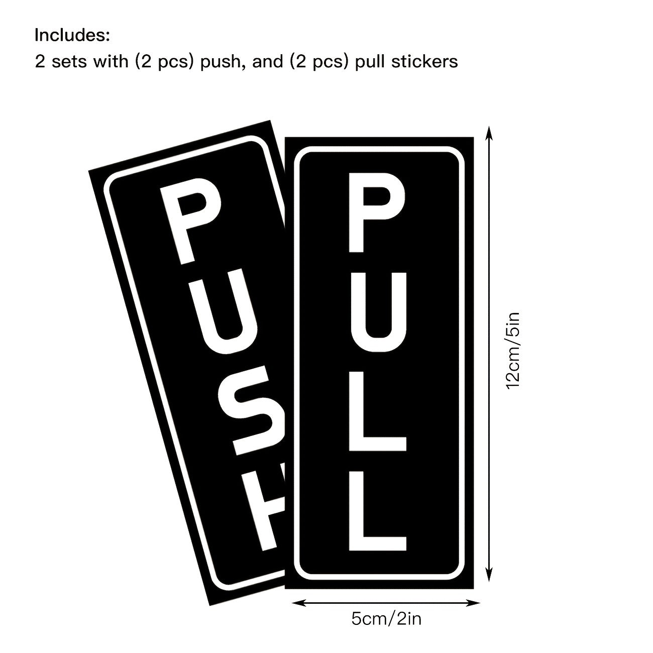8pcs Push Pull Door Sign Sticker Vertical Self-Adhesive Vinyl 5x12cm
