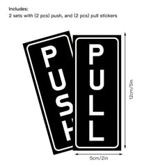 8pcs Push Pull Door Sign Sticker Vertical Self-Adhesive Vinyl 5x12cm