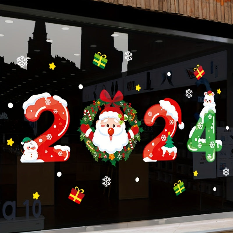 Christmas Window Stickers - Waterproof Static Stickers for Workshops & Stores