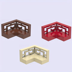 12 PCS Corner Fret Ranch Carved Fence Building Blocks Set for Ages 8-12