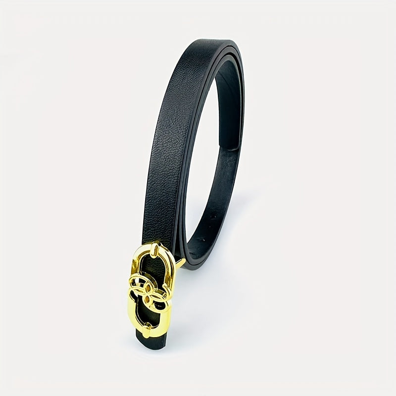 Golden Snap Buckle Belt Solid Frosted Casual Belt For Women