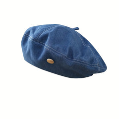 Iron Label Denim Beret Distressed Lightweight Painter Cap