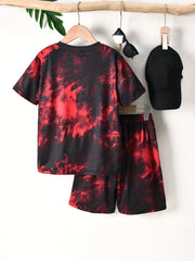 Boys LA Tie Dye Casual Outfit T-shirt & Shorts Kids Summer Set