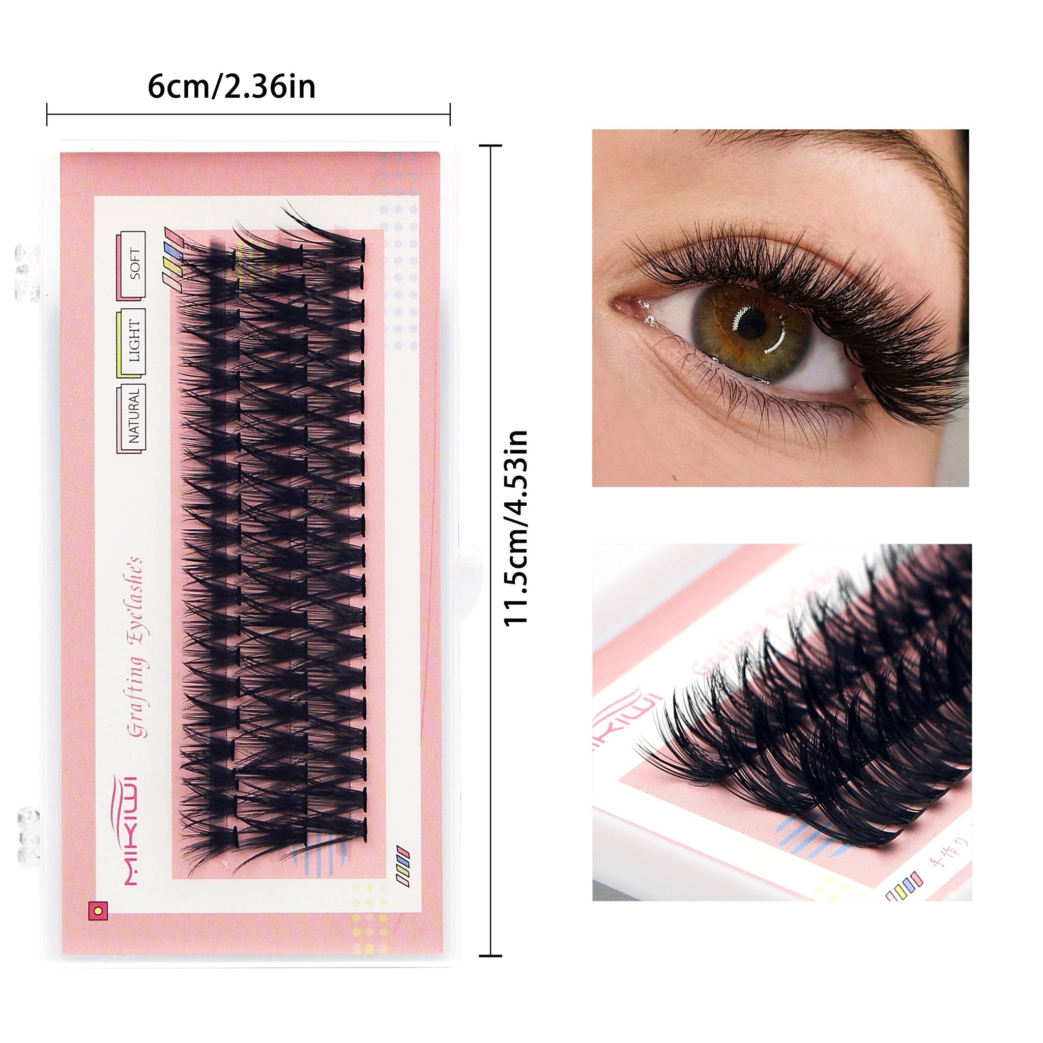 60Pcs Cluster Lashes 0.07D Curl 9-16mm Mix DIY Eyelash Extension Volume Natural