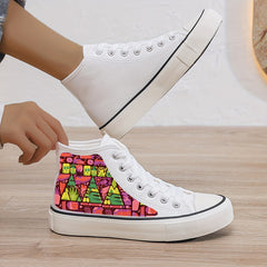 Abstract Print Plush Lined Thermal Chunky Canvas Sneakers