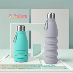 16oz Collapsible Silicone Water Bottle BPA Free Leak Proof Portable Bottle