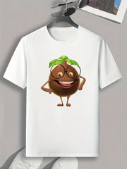 Coconut Print Men's Graphic T-shirt for Summer