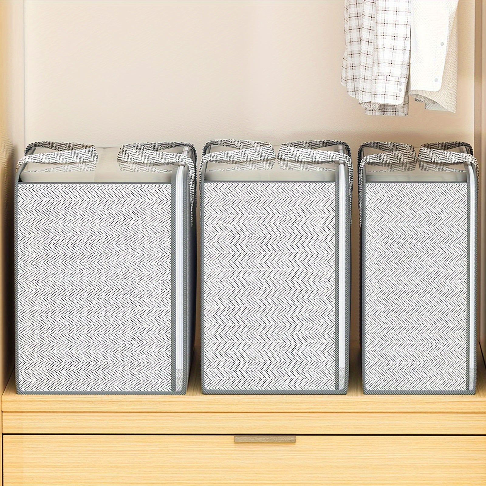 Large Capacity Storage Bag With Handles Portable Non-woven Fabric Clothes Organ