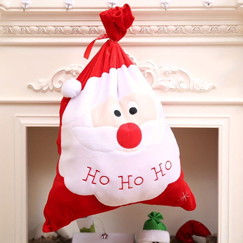 Christmas Golden Velvet Embroidery Gift Bag Santa Claus Large Christmas Decorati