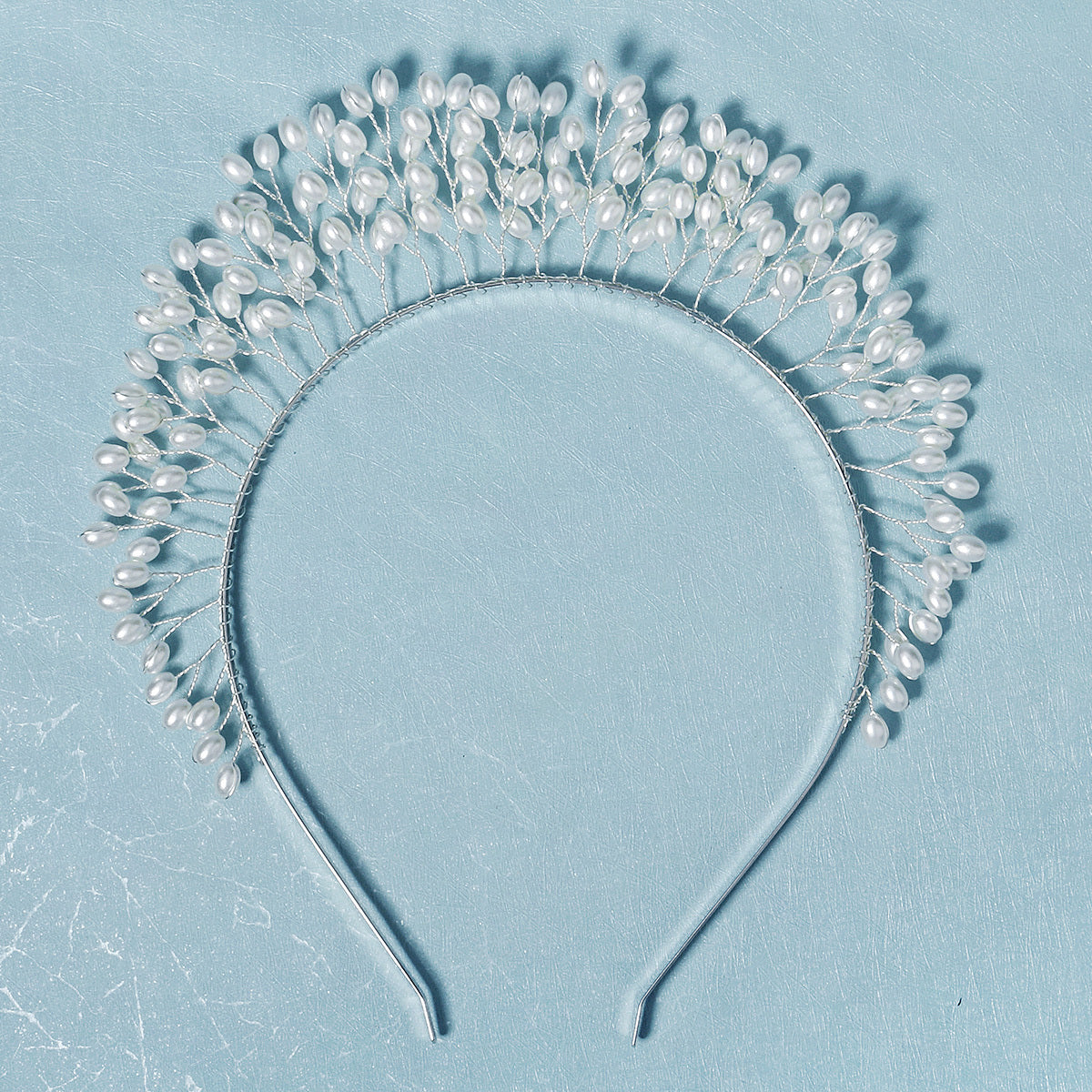 Faux Pearl Crown Hairband Party Decor Princess Tiara Wedding