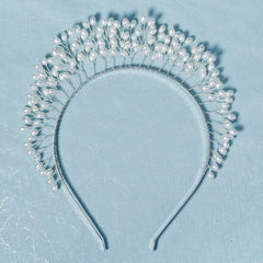 Faux Pearl Crown Hairband Party Decor Princess Tiara Wedding